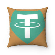 Tether (USDT) Faux Suede Square Pillow