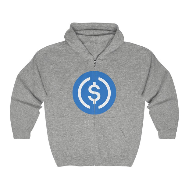 USD Coin (USDC) Unisex Heavy Blend™ Full Zip Hooded Sweatshirt