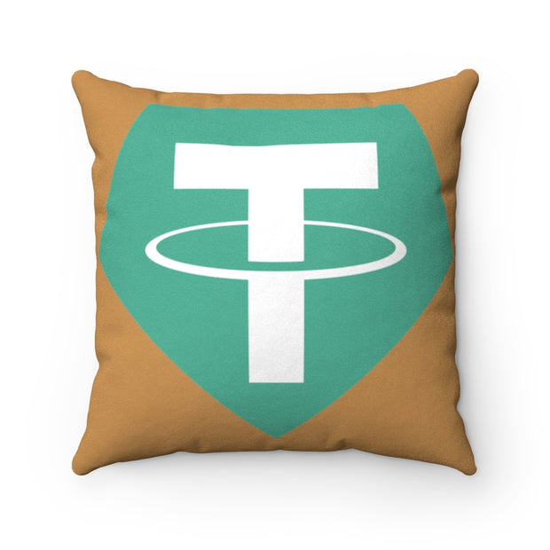 Tether (USDT) Faux Suede Square Pillow