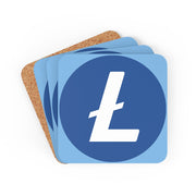 Litecoin (LTC) Corkwood Coaster Set