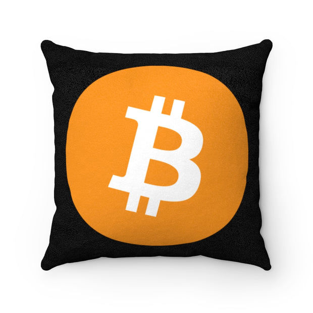 Bitcoin (BTC) Faux Suede Square Pillow
