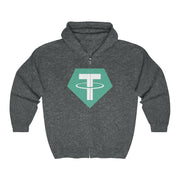 Tether (USDT) Unisex Heavy Blend™ Full Zip Hooded Sweatshirt