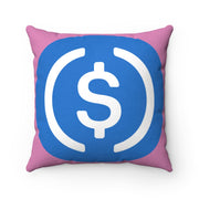 USD Coin (USDC) Faux Suede Square Pillow