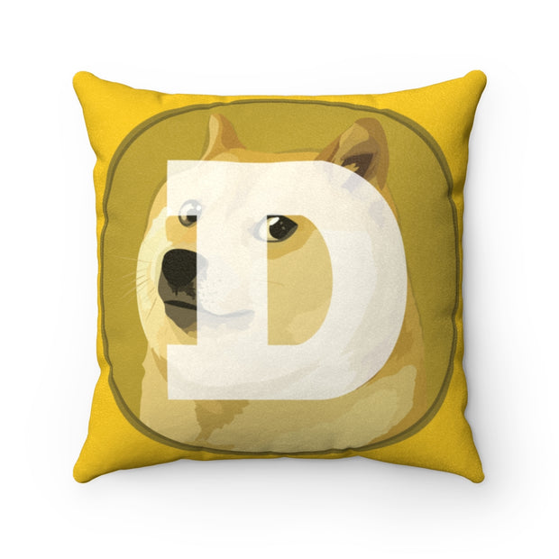 Dogecoin (DOGE) Faux Suede Square Pillow