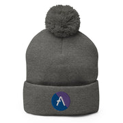 Aave (AAVE) Embroidered Pom-Pom Beanie