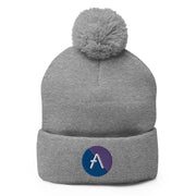Aave (AAVE) Embroidered Pom-Pom Beanie